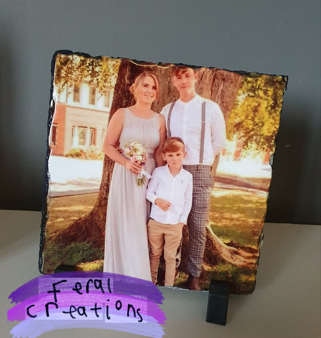 Personalised Photo Slate – Custom Printed Gift (14cm x 14cm)