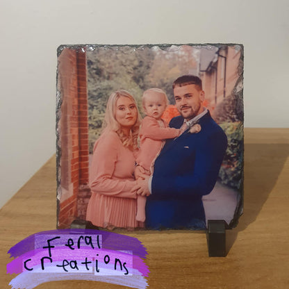Personalised Photo Slate – Custom Printed Gift (14cm x 14cm)