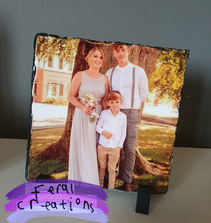 Personalised Photo Slate – Custom Printed Gift (14cm x 14cm)