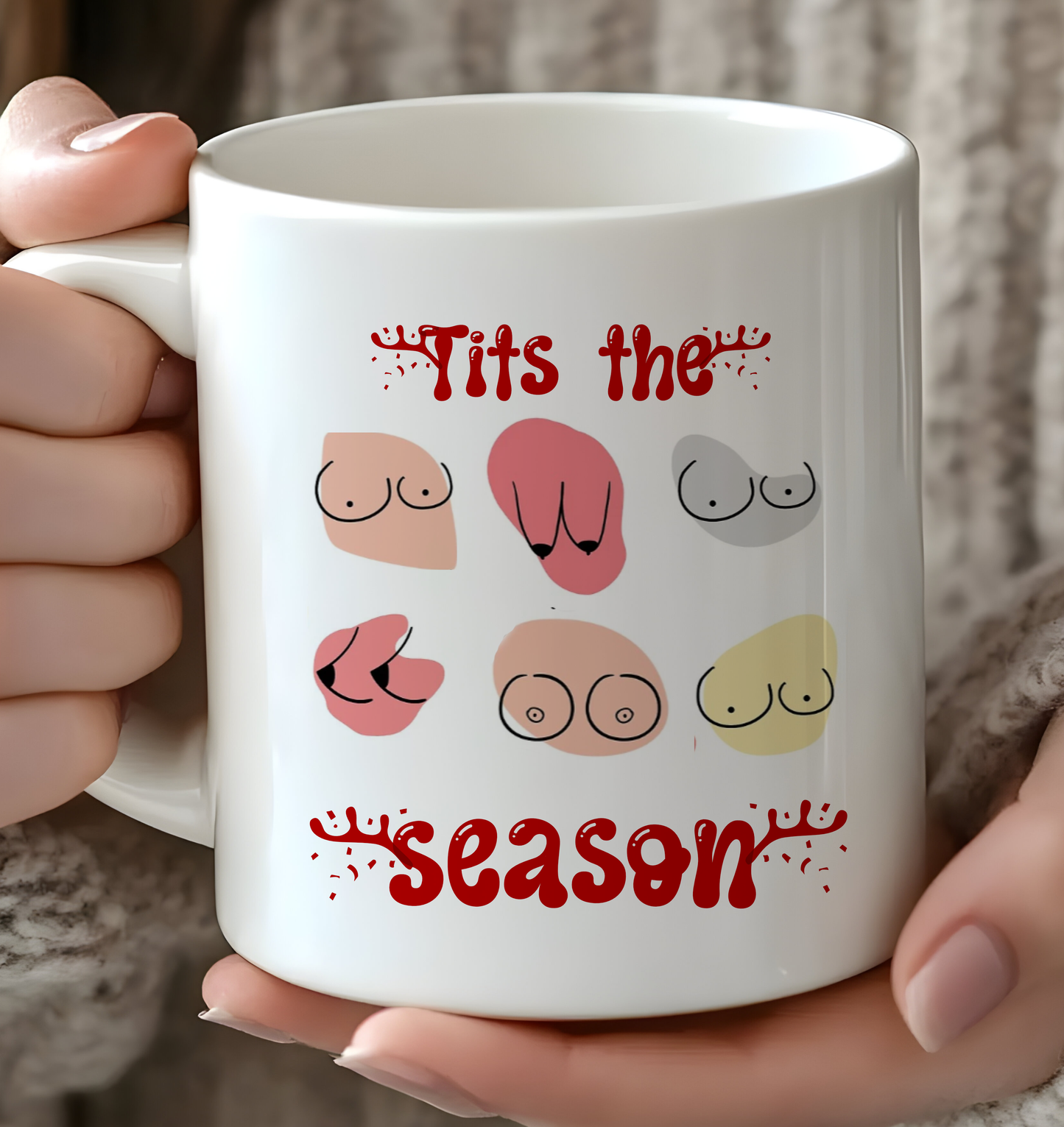 “Tits the Season” 11oz Christmas Mug - Dishwasher Safe | Hand Printed