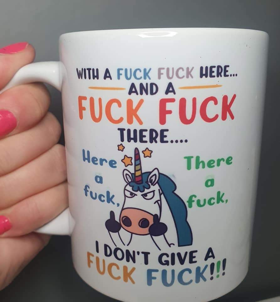 Funny Unicorn Mug I Don't Give a F*ck - Hand Printed UK | Feral Creations