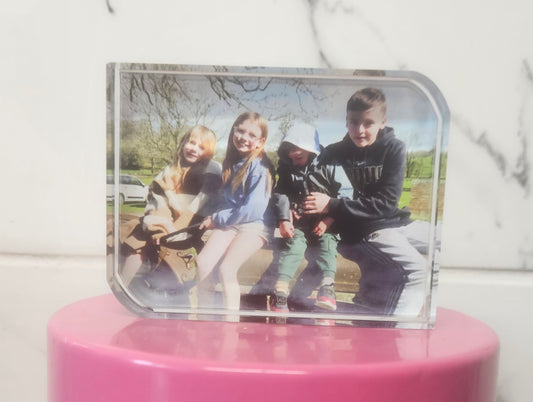 Hand printed, crystal photo block gift.