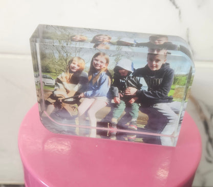 Hand printed, crystal photo block gift.